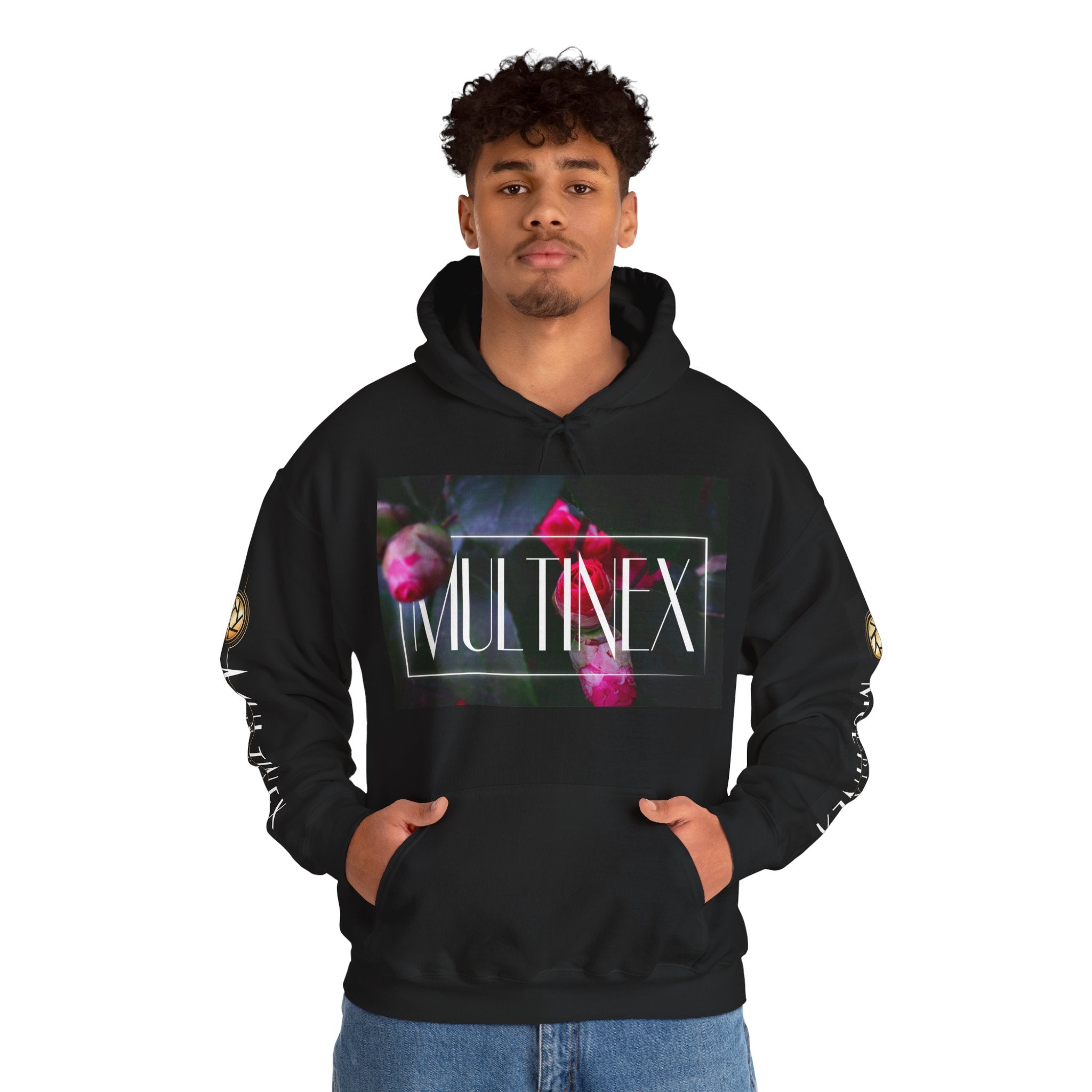 Multinex Floral Trendy Unisex Hooded Sweatshirt with MUTINEX Design
