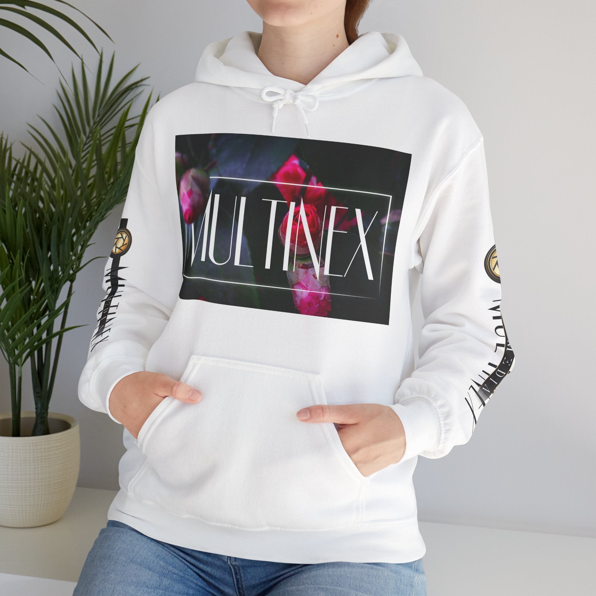 Multinex Floral Trendy Unisex Hooded Sweatshirt with MUTINEX Design