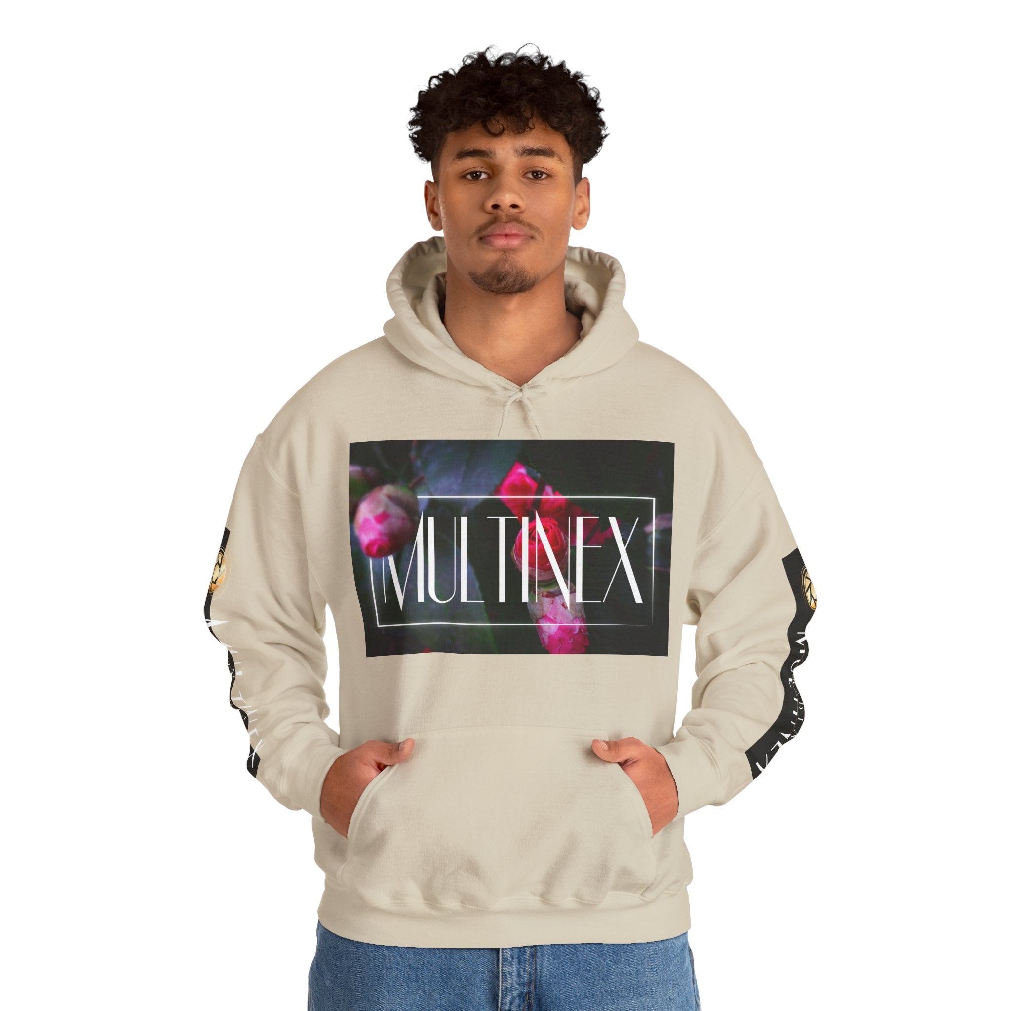Multinex Floral Trendy Unisex Hooded Sweatshirt with MUTINEX Design